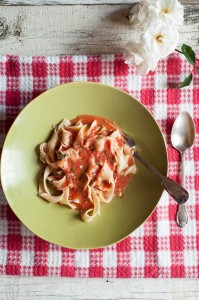 Summer Tomato Sauce with Pappardelle.© Liza Gersham, 2014. 
